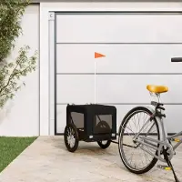 Prolenta Maison Exclusive - Remorque pour vélos, pour chiens, noire, en Oxford et en fer