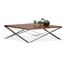 AEA Table basse contemporaine en bois et métal marron