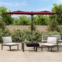 Prolenta Maison Exclusive - Parasol double avec éclairage LED, couleur bordeaux, dimensions 316 x 145 cm