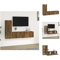 vidaXL Ensemble de meubles TV 3 pièces chêne fumé bois composite - Meubles TV