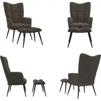 vidaXL Fauteuil relax avec tabouret velours gris foncé - Fauteuil relax - Fauteuil - Fauteuil - Fauteuil relax
