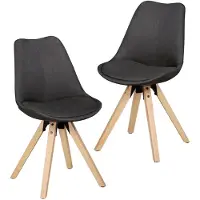 Wohnling lot de 2 chaises de salle à manger rétro LIMA Anthracite Chaise rembourrée