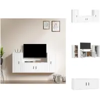 vidaXL Ensemble de meubles TV 3 pièces Blanc Matériau dérivé du bois - Meubles TV