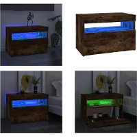 vidaXL Armoire TV avec lampes LED chêne fumé 60x35x40 cm - Armoire TV - Meubles TV - Supports TV