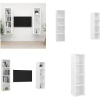 vidaXL Armoires TV murales 2 pcs. Blanc Bois composite - Armoire TV - Armoire TV suspendue - Armoire TV suspendue