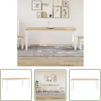 The Living Store Table de salle à manger Corona Blanc 180x90x75 cm Pin massif