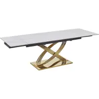 Feldmann-Wohnen Table de salle à manger Heraclea, modèle de cuisine en céramique, finitions au choix : blanc, marbre, doré