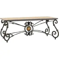 Casa Padrino Luxe Table de salle à manger baroque Piètement gris / laiton - Piètement en fer forgé à la main - Salle à manger Jardin Meubles de terrasse