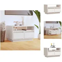 vidaXL Meuble TV Blanc 60x35x37 cm Pin massif - Meubles TV