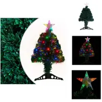 vidaXL Sapin de Noël avec éclairage et support 64 cm fibre de verre - Sapins de Noël