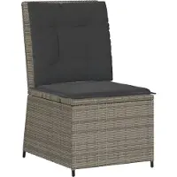 vidaXL Fauteuil de jardin avec fonction chaise longue et coussins Gris Poly Rattan