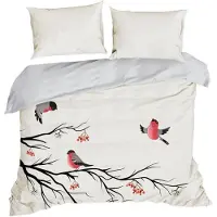 Eurofirany Linge de lit de Noël 100% coton CRANBERRY 1x 200x220 cm, 2x housse 70x80 cm Linge de lit français MyBestHome
