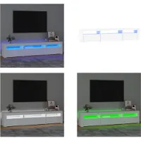 vidaXL Armoire TV avec lampes LED Blanc 195x35x40 cm - Armoire TV - Pied TV - Armoire média
