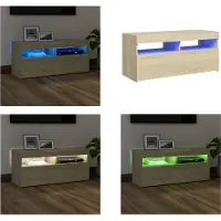vidaXL Armoire TV avec lampes LED Chêne Sonoma 90x35x40 cm - Armoire TV - Armoire TV Avec LED - Meuble TV