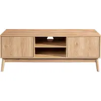 Generic Rebecca Mobili Meuble TV avec 2 portes et 2 étagères en bambou et MDF, marron