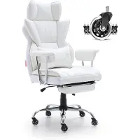 Vevor Chaise de Bureau en Cuir PU Fauteuil de Direction Ergonomique avec Soutien Lombaire Réglable et Repose-Pieds Siège de Bureau Charge Maximale 159 kg Dossier Inclinable pour Gamer Bureau Maison
