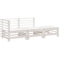 vidaXL Ensemble de salon de jardin 3 pièces blanc pin massif