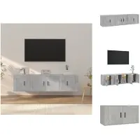 vidaXL Ensemble de meubles TV 3 pièces gris béton Matériau dérivé du bois - Meubles TV