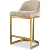 Demotex GmbH Casa Padrino tabouret de bar luxe sable / laiton 53 x 48 x h. 91 cm - Tabouret de bar en acier inoxydable rembourré - Meubles de bar - Meubles de luxe - Qualité supérieure