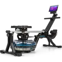 Capital Sports Rameur d'Appartement, Rameur Professionnel, Rameur à Eau 13L, Entraînement Banc d'Aviron, Ecran LCD, Rail en Aluminium 120cm, 8 Niveaux de Résistance à l'Eau, Régulation du Niveau d'Eau