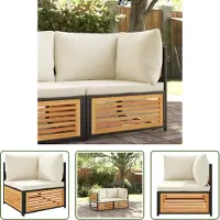 The Living Store Canapé d'angle de jardin avec coussins en bois massif d'acacia