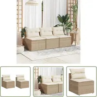 The Living Store Canapés de jardin sans accoudoirs avec coussins 2 pcs. Beige Poly Rattan