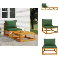 vidaXL Ensemble de canapé de jardin 2 pièces avec coussins en bois massif d'acacia - éléments de canapé de jardin