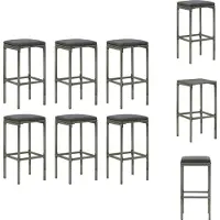 vidaXL Tabouret de bar avec coussin 6 pcs poly rotin gris - Tabouret de bar