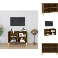 vidaXL Meuble TV avec pieds en bois massif brun aspect chêne 69,5x30x50cm - Meuble TV