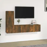 vidaXL ensemble de 3 meubles TV en chêne fumé Matériau dérivé du bois , Armoires TV Design 2024