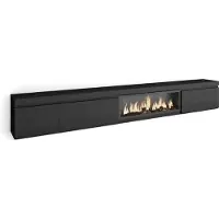 Skraut Home COZY Meuble TV, Banc Télé, 317x35x45cm, Cheminée électrique XXL, Noir