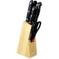 Michelino bloc de couteaux en bois 7 pcs. set de couteaux bloc en bois 11239 manches noirs