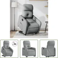 The Living Store Fauteuil relax avec releveur électrique Gris clair Tissu