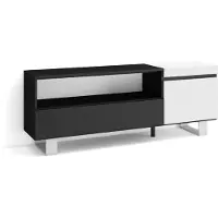 Skraut Home COZY Meuble TV, Banc Télé, 150x35x57cm, Pour les TV jusqu'à 65", Blanc et noir