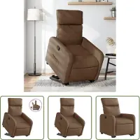 The Living Store Fauteuil relax avec releveur Marron Tissu