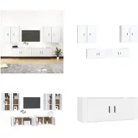 vidaXL 6 pcs. Ensemble d'armoires TV blanc en bois composite - Ensemble d'armoires TV - Ensemble d'armoires TV - Meuble-paroi