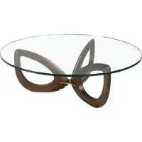 ANGEL CERDA SL Angel Cerdá Table basse ronde en verre trempé et noyer 2053