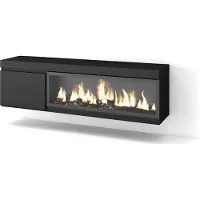 Skraut Home COZY Meuble TV, Banc Télé, 158x35x45cm, Pour les TV jusqu'à 65", Cheminée électrique XXL, Suspendu, Mural, Noir