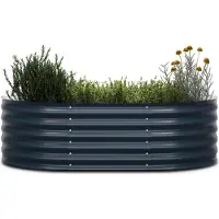 Blumfeldt High Grow Extended Jardinière Surélevée, 300L en Acier Galvalume Résistant à la Rouille & Gel, Design Semi-Circulaire Ergonomique 150x60x43 cm, Montage Facile, Jardiniere Exterieur
