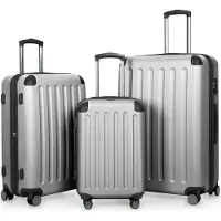 Hauptstadtkoffer - Spree - Set de valises 3 pièces Valises à coque rigide Valises de voyage avec extension Set trolley, TSA, 4 roulettes, S M & L, argent