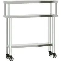 Syfax Table de travail de cuisine avec étagère 110x30x120 cm inox