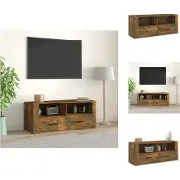 vidaXL Armoire TV chêne fumé 100x35x40 cm Bois composite - Meuble TV