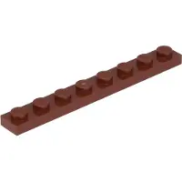 LEGO 1x8 plaque 3460 - 50 pièces rouge-brun