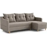 AX Living Canapé d'angle avec fonction lit Balerno 224 cm - Design élégant en marron