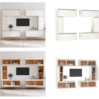 vidaXL Armoires TV 6 pcs. Blanc Pin massif - Armoire TV - Armoires TV - Armoire TV en bois - Meubles TV