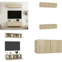 vidaXL Armoires TV 4 pièces Chêne Sonoma 60x30x30 cm Bois composite - Armoire TV - Armoires TV - Armoire Hi-Fi - Armoires Hi-Fi