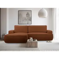 AX Living Canapé Ablia Forme L avec fonction sommeil Rouge brique 267 cm G