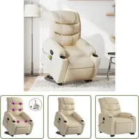 The Living Store Fauteuil de massage avec releveur Crème Tissu