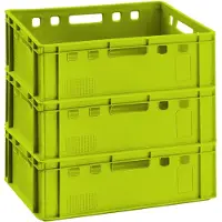 BURI Caisses à viande E2 60x40x20cm Caisse de stockage Eurobox en provenance d'Allemagne, convient pour aliments, robuste, empilable , Variante:vert clair 3x