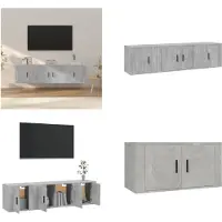 vidaXL 3 pcs. Set d'armoire TV gris béton bois composite - Set d'armoire TV - Ensemble d'armoires TV - Armoire TV - Support TV